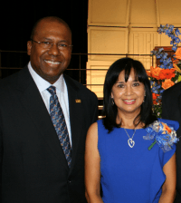 Dr. Imelda Medrano  and Katy ISD Superintendent Alton Frailey.