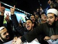 Protesters vented their fury at the newspaper (AFP/Getty)