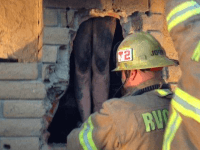 Woman Freed from Fireplace (Engineer Jared Hazelaar / Cal Fire Riverside)