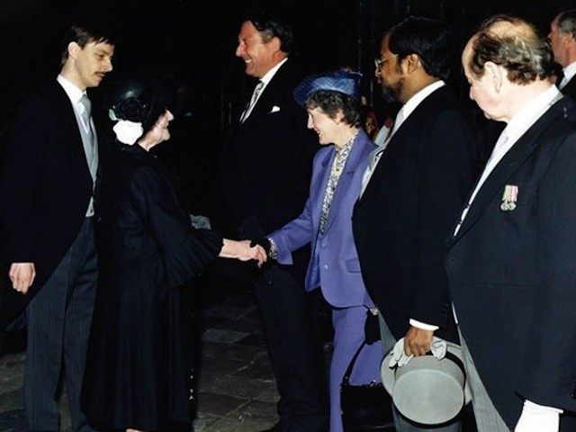 Robert Smith (far left) presenting a Ceremonial Line of Honor to the Late Queen Elizabeth, The Queen Mother.