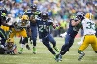 Marshawn Lynch speaks to the media -- in Skittles ad