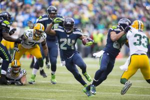 Marshawn Lynch speaks to the media -- in Skittles ad