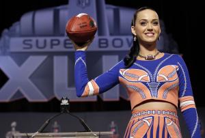 Katy Perry avoids deflategate, channels Marshawn in Super Bowl media event