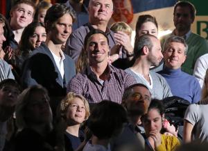 Zlatan Ibrahimovic takes off shirt to reveal fake tattoos for a good cause