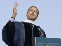 NBC News anchor Brian Williams delivers remarks after receiving an honorary doctorate in humane letters during commencement ceremonies from George Washington University on the National Mall