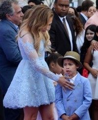 Jennifer Lopez attends 'Home' premiere with kids Max and Emme