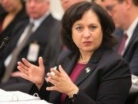 In this April 12, 2013 file photo, Drug Enforcement Administration (DEA) Administrator Michele Leonhart testifies on Capitol Hill in Washington. An Obama administration official says the head of the Drug Enforcement Administration is expected to resign soon. Leonhart is a career drug agent who has led the agency since 2007 and is the second woman to hold the job.