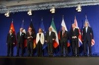 Wang Qun, Laurent Fabius, Frank-Walter Steinmeier, Federica Mogherini, Javad Zarif, Philip Hammond, John Kerry