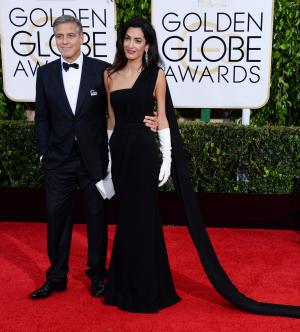 Amal Clooney sports casual look to visit George Clooney on set