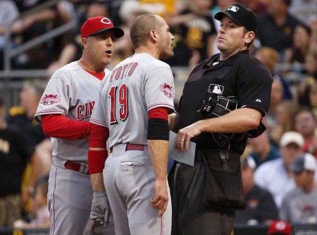 Joey Votto, Bryan Price, Chris Conroy