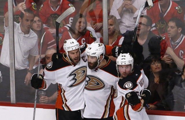 Patrick Maroon, Ryan Getzlaf, Sami Vatanen