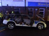 burnt police car