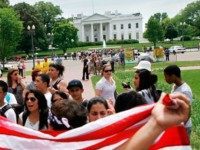 File photo of hispanic protesters near the White House.