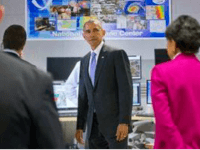 President Barack Obama tours the National Hurricane Center in Miami, Thursday, May 28, 2015, to draw attention to preparedness in advance of the annual storm season that formally begins June 1.