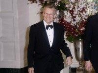 Tom Daschle, Former U.S. Senate Majority Leader and Nathan Daschle arrive for the state dinner in honor of Japanese Prime Minister Shinzo Abe and wife Akie Abe April 28, 2015 at the Booksellers area of the White House in Washington, DC. The Japanese Prime Minister and his wife are on an official visit to Washington.
