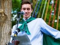 Twin Peak Charter School senior Evan Young reads his valedictorian speech on May 31, 2015 in Boulder, Colo. The Twin Peaks Charter Academy that barred Young, a gay valedictorian from coming out during his commencement speech denies it discriminated against the teen, but says no discussion of sexual orientation is appropriate for a graduation ceremony. In a letter released Tuesday, June 2, the school in Longmont announced it was reviewing what happened after U.S. Rep. Jared Polis requested a probe.