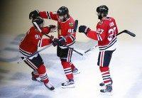 Johnny Oduya, Patrick Kane, Brad Richards