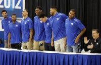 Willie Cauley-Stein, Andrew Harrison, Trey Lyles, Dakari Johnson, Devon Booker, Karl-Anthony Towns, Aaron Harrison, John Calipari