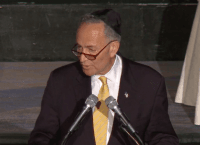 Charles Schumer at Agudath Israel (Screenshot / ourlli.org)