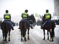 A Police officer secures on December 16,