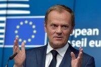 European Council President Tusk holds a news conference at the European Council headquarters after a European Union leaders summit in Brussels, Belgium