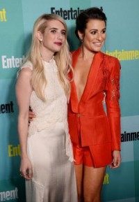 Emma Roberts, Lea Michele buddy up at Comic-Con