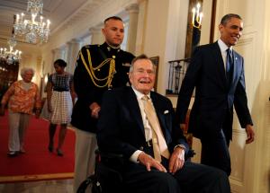 Former President George H.W. Bush released from hosital following spine injury