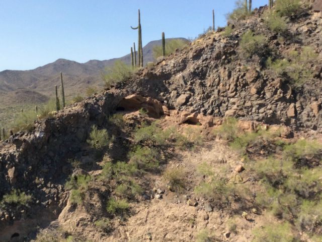 CAPTION FOR PHOTO: This photo is of a cave in which scouts for the Mexican drug cartels serve as outlooks for smugglers traversing through the valley down below. According to Sheriff Babeu and his pilot, this cave is about 68 to 70 miles inside the U.S. border with Mexico.