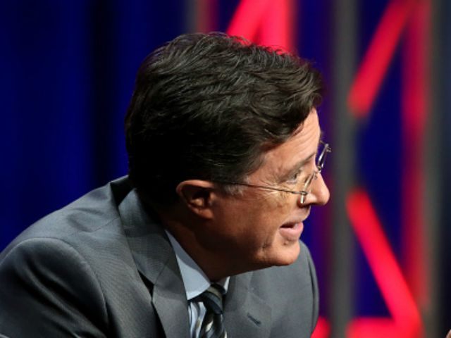 Stephen Colbert speaks onstage during the 'The Late Show with Stephen Colbert' panel discussion at the CBS portion of the 2015 Summer TCA Tour at The Beverly Hilton Hotel on August 10, 2015 in Beverly Hills, California. (Photo by