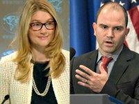Ben Rhodes AFP (R) and Marie Harf AP