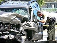 Vehicle hit by police sniper (Richard Brooks:The Press-Enterprise via AP)