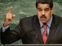 President Nicolas Maduro Moros, of Venezuela, addresses the 2015 Sustainable Development Summit, Sunday, Sept. 27, 2015, at United Nations headquarters. (AP Photo/Richard Drew)