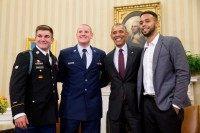 Barack Obama, Alek Skarlatos, Spencer Stone, Anthony Sadler