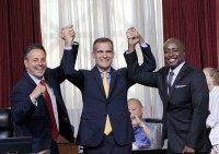 Joe Buscanino, Eric Garcetti, Marqueece Harris-Dawson