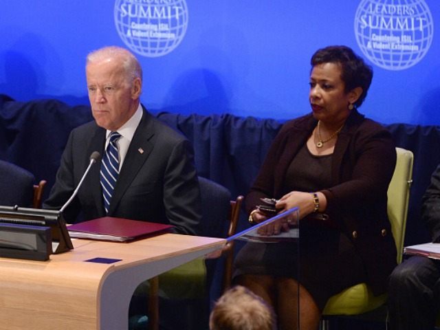 ice President Joe Biden and U.S. Attorney General Loretta Lynch attend the 'Leader's Summit on Countering ISIL and Countering Violent Extremism' at the United Nations Headquarters, on September 29, 2015 in New York City. The Summit, hosted by Obama, addressed national, regional and global initiatives to counter ISIL and the spread of violent extremism. (Photo by )