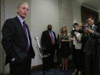 House Select Committee on BenghaziChairman Trey Gowdy (R-SC) speaks to reporters before a closed door meeting in the House Visitors Center at the U.S. Capitol June 16, 2015 in Washington, DC. The committee is expected to question Sidney Blumenthal, a longtime advisor to former President Bill Clinton and former Secretary of State Hillary Clinton, about communication he had with Hillary Clinton around the time of the Sept. 11, 2011 attack in Benghazi, Libya, that killed Ambassador Chris Stevens and three other Americans.
