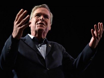 Republican presidential candidate Jeb Bush speaks during the LIBRE Initiative Fourm at the College of Southern Nevada on October 21, 2015 in North Las Vegas, Nevada. Bush said earlier in the day if elected president, he'd try to move the Interior Department's headquarters to the West, closer to the needs of the community. (Photo by )