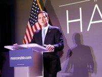 Republican presidential candidate, Sen. Marco Rubio (R-FL) speaks at Civic Hall about the 'sharing economy' on October 6, 2015 in New York City. Rubio, who has been experiencing a slight uptick in the polls after strong debate performances, has a second book out in paperback this Tuesday called American Dream: Restoring Economic Opportunity for Everyone.