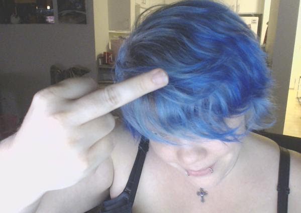 Blue hair camgirl free porn pic