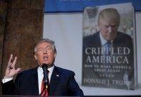 Donald Trump at a signing for his book, "Crippled America".