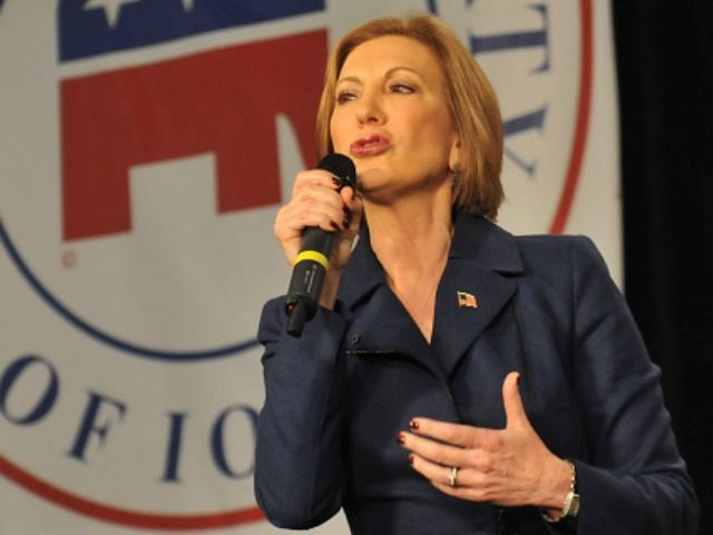 Republican presidential candidate Carly Fiorina speaks at the Growth and Opportunity Party, at the Iowa State Fair October 31, 2015 in Des Moines, Iowa. With just 93 days before the Iowa caucuses Republican hopefuls are trying to shore up support amongst the party. (Photo by )