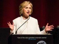 Democratic presidential hopeful Hillary Clinton speaks at the premier of the documentary film 'Makers: Once and For All' at the School of Visual Arts on November 19, 2015 in New York City. The film premeired at the DOC NYC film festival. (Photo by
