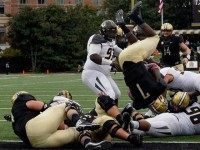 Ralph Webb #7 of the Vanderbilt Commodores dives over the pile for a touchdown against the Missouri Tigers during the first half at Vanderbilt Stadium on October 24, 2015 in Nashville, Tennessee. (Photo by