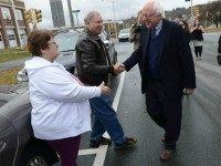 Presidential candidate Bernie Sanders (I-VT) marches in the Veterans Day Parade November 11, 2015 in Lebanon, New Hampshire. Sanders goes into the Democrats second debate this weekend still running strong in the polls.(Photo by )