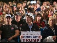 Guests wait for the arrival of Republican presidential candidate Donald Trump at a campaign stop at Iowa Central Community College on November 12, 2015 in Fort Dodge, Iowa. The stop comes on the heals of Tuesday's eight-candidate Republican debate in Milwaukee where a national poll of viewers declared Trump the winner. (Photo by )
