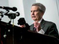 U.S. Rep. Walter Jones (R-NC) speaks during a press conference on U.S. House bill H.R. 428 in the Cannon House Office Building on March 12, 2014 in Washington, DC. The bill would make public 28 pages, currently classified, that were removed from the congressional investigation's report on the terrorist attacks on September 11, 2001. (Photo by T.J. Kirkpatrick/Getty Images)