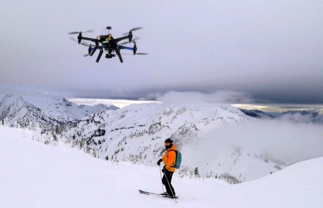 Drone, heliskier in Revelstoke, B.C. resort