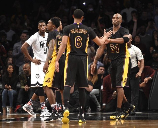 Kobe Bryant, Jordan Clarkson, Thaddeus Young