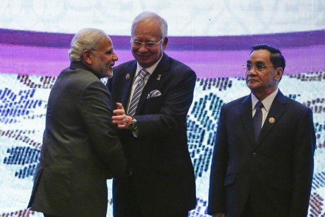Najib Razak, Narendra Modi, Thongsing Thammavong
