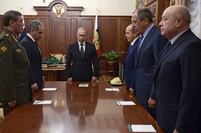 Vladimir Putin, Valery Gerasimov, Sergei Shoigu, Alexander Bortnikov, Sergey Lavrov, Mikhail Fradkov